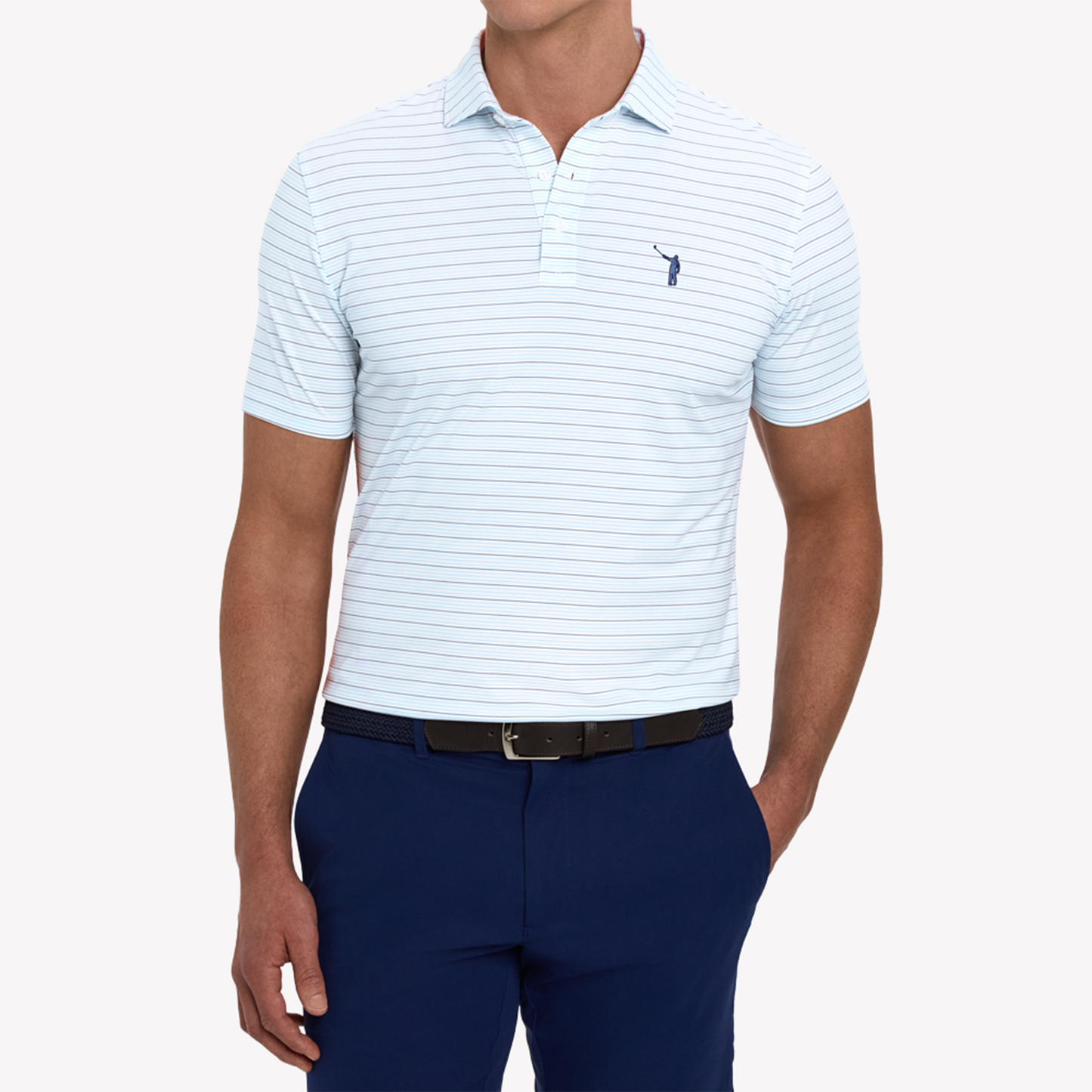 NLU x H&B Stanley AIRation Polo | White w/ Vista & Pacific Blue