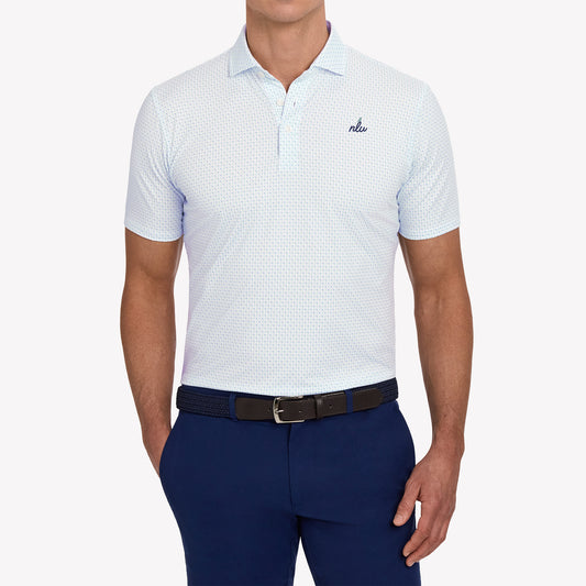 NLU x H&B Sprague Printed Polo | Cascade Green & Pacific Blue