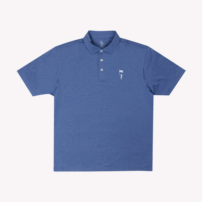 NLU x Rhoback Heathered Performance Polo | Coastal Blue Tourist Sauce Edition