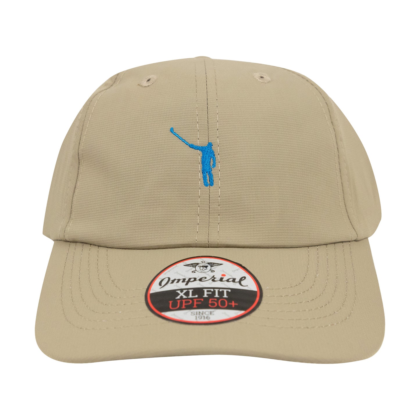 The No Laying Up XL Performance Hat | Khaki w/ Summer Blue Wayward Drive
