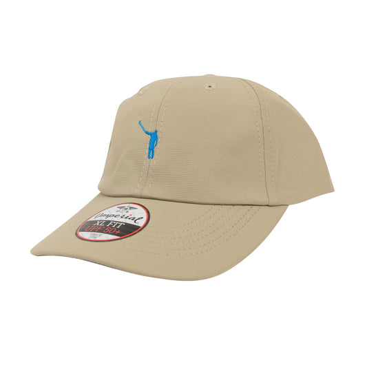 The No Laying Up XL Performance Hat | Khaki w/ Summer Blue Wayward Drive