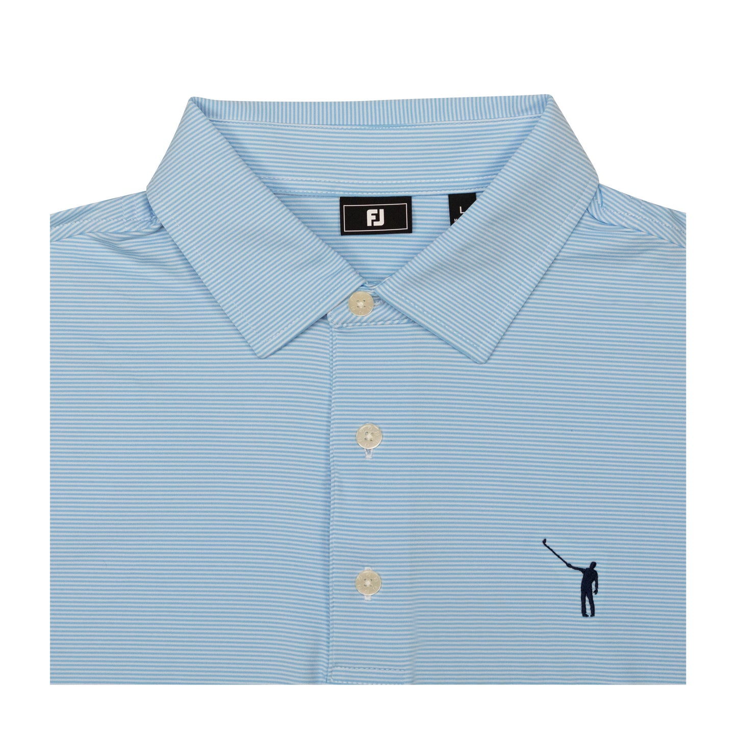 NLU x FJ MicroFeeder Stripe Lisle Polo | Light Blue & White (Traditional Fit)