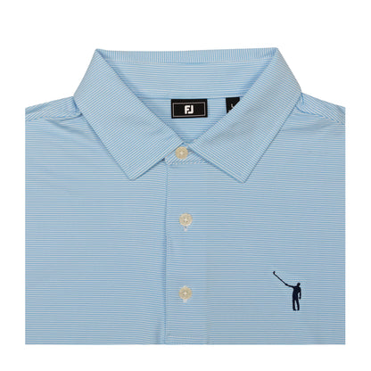NLU x FJ MicroFeeder Stripe Lisle Polo | Light Blue & White (Traditional Fit)