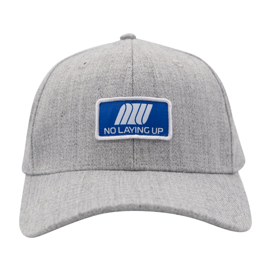 NLU Airline Custom Flex Fit Hat | Heather Grey w/ Blue & White Patch