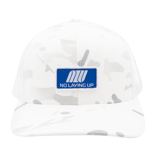 NLU Airline Trucker Hat | White Multicam w/ Blue & White Patch