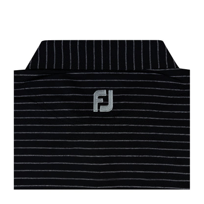 NLU x FJ Lisle Classic Stripe Polo | Black & Heather Grey (Athletic Fit)