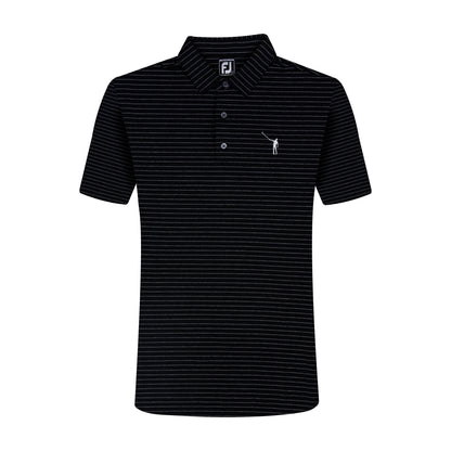 NLU x FJ Lisle Classic Stripe Polo | Black & Heather Grey (Athletic Fit)