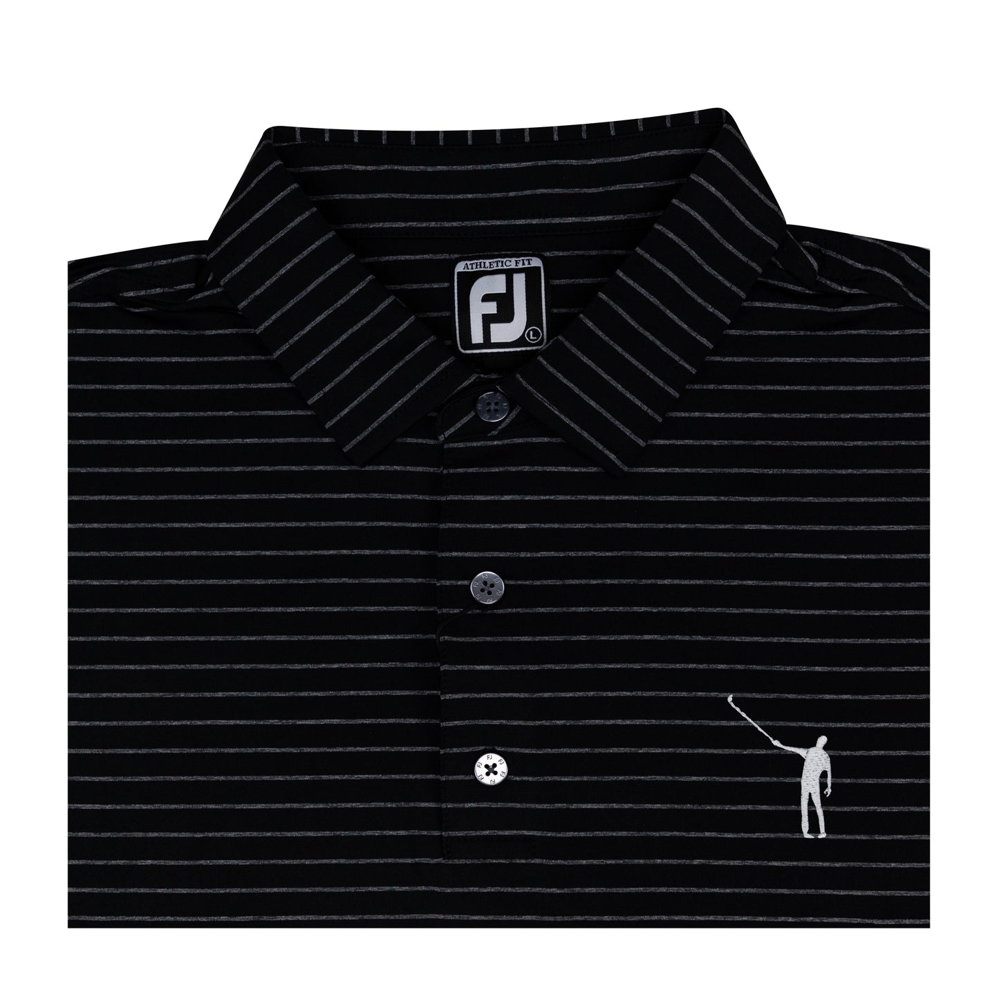 NLU x FJ Lisle Classic Stripe Polo | Black & Heather Grey (Athletic Fit)