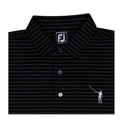 NLU x FJ Lisle Classic Stripe Polo | Black & Heather Grey (Athletic Fit)