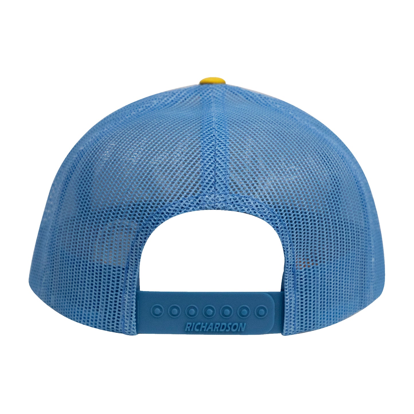No Laying Up Logo Lock Up Trucker Hat | White Tri-color w/ Navy/Yellow Silicone Patch