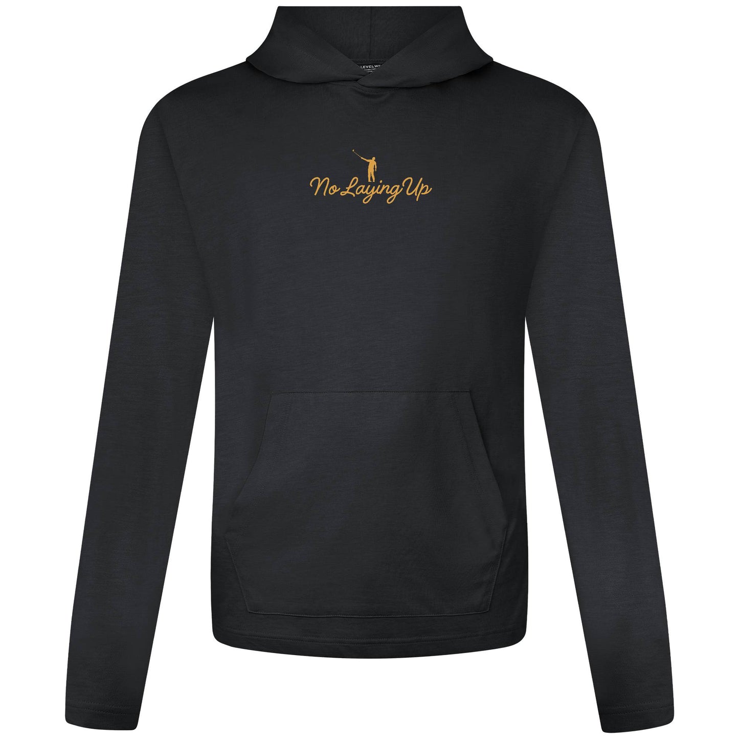 NLU X Levelwear Hampton Lightweight Hoodie w/ Script Logo | Black w/ Mustard