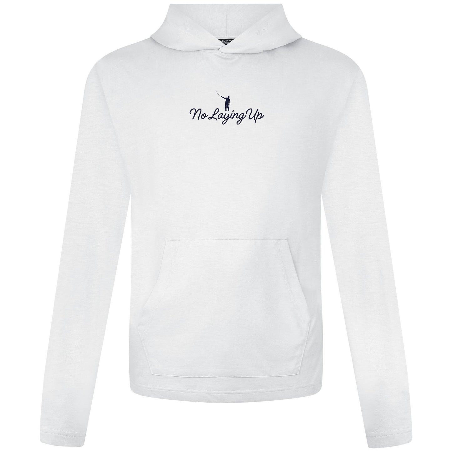 NLU X Levelwear Hampton Lightweight Hoodie w/ Script Logo | White w/ Navy