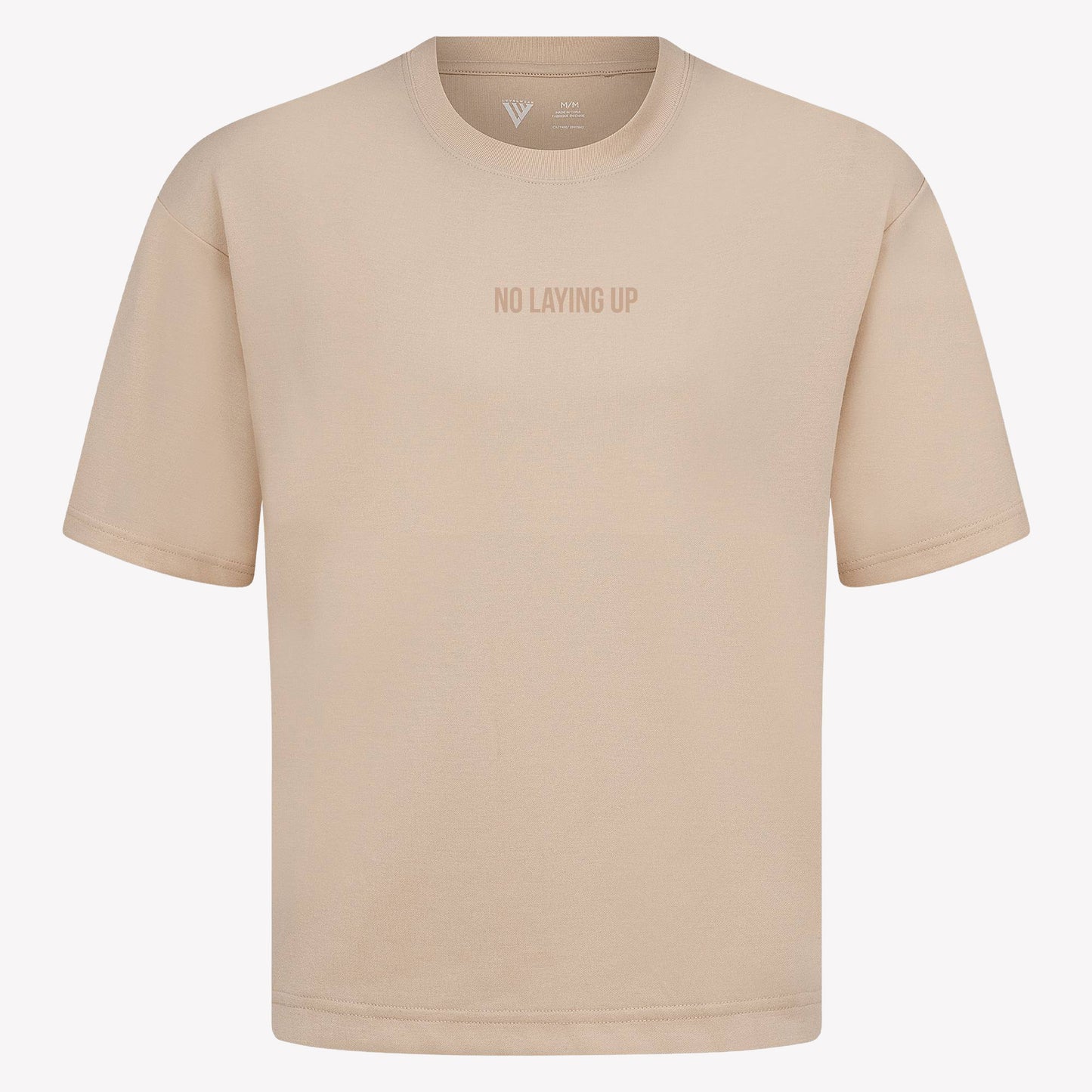 NLU x Levelwear Luxe Embroidered Wordmark Unisex T-shirt | Sand