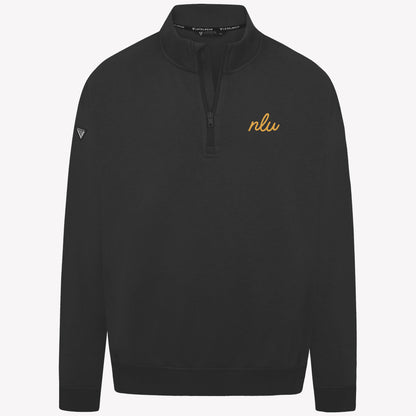 NLU x Levelwear Murray Fleece Quarterzip | Black w/ Mustard Script