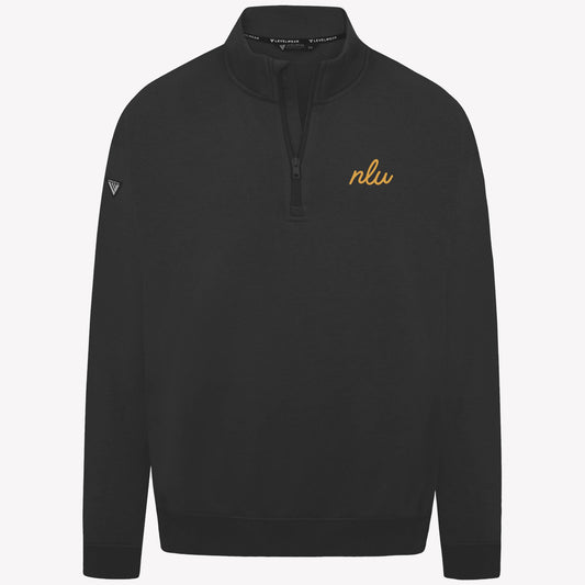 NLU x Levelwear Murray Fleece Quarterzip | Black w/ Mustard Script