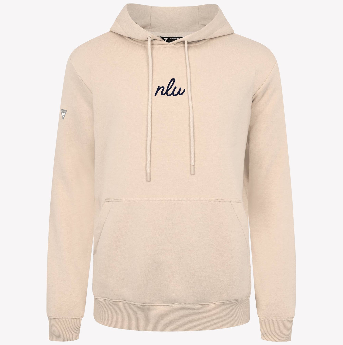 NLU x Levelwear Podium Fleece Hoodie | Sand w/ Navy Script Initials