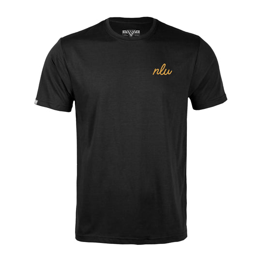 NLU x Levelwear Script Initial Richmond T-shirt | Black w/ Mustard