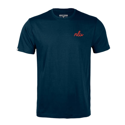 NLU x Levelwear Script Initial Richmond T-shirt | Navy w/ Red