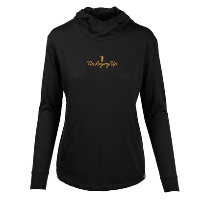 NLU + Levelwear Ladies Vivid Lightweight Hoodie | Black w/ Mustard