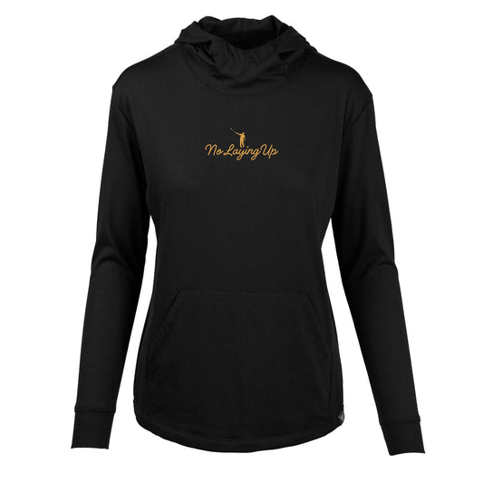 NLU + Levelwear Ladies Vivid Lightweight Hoodie | Black w/ Mustard
