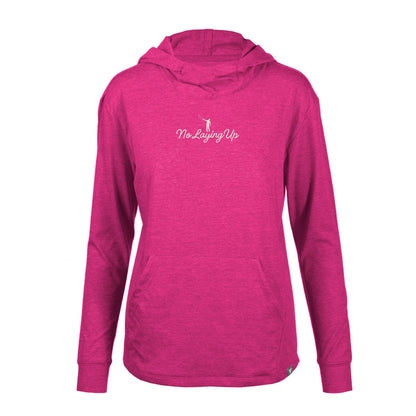 NLU + Levelwear Ladies Vivid Lightweight Hoodie | Heather Dahlia w/ Off White