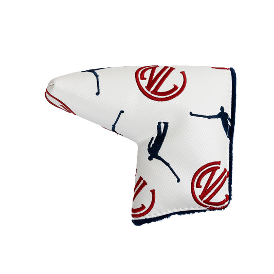 NLU x Handcrafted Golf Blade Putter Cover | White w/ Red and Navy Dancing Logos