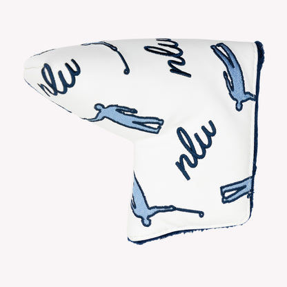 NLU x Handcrafted Golf Dancing Waywards Blade Putter Cover | Navy & Light Blue