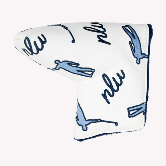NLU x Handcrafted Golf Dancing Waywards Blade Putter Cover | Navy & Light Blue
