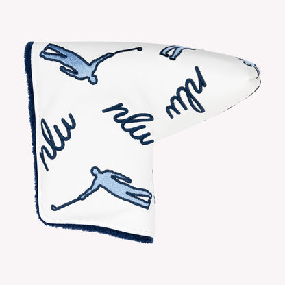 NLU x Handcrafted Golf Dancing Waywards Blade Putter Cover | Navy & Light Blue