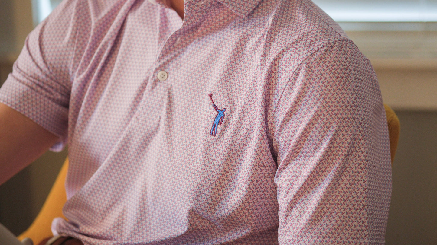 NLU x H&B Justice Printed Polo | Horizon Blue & Cabernet
