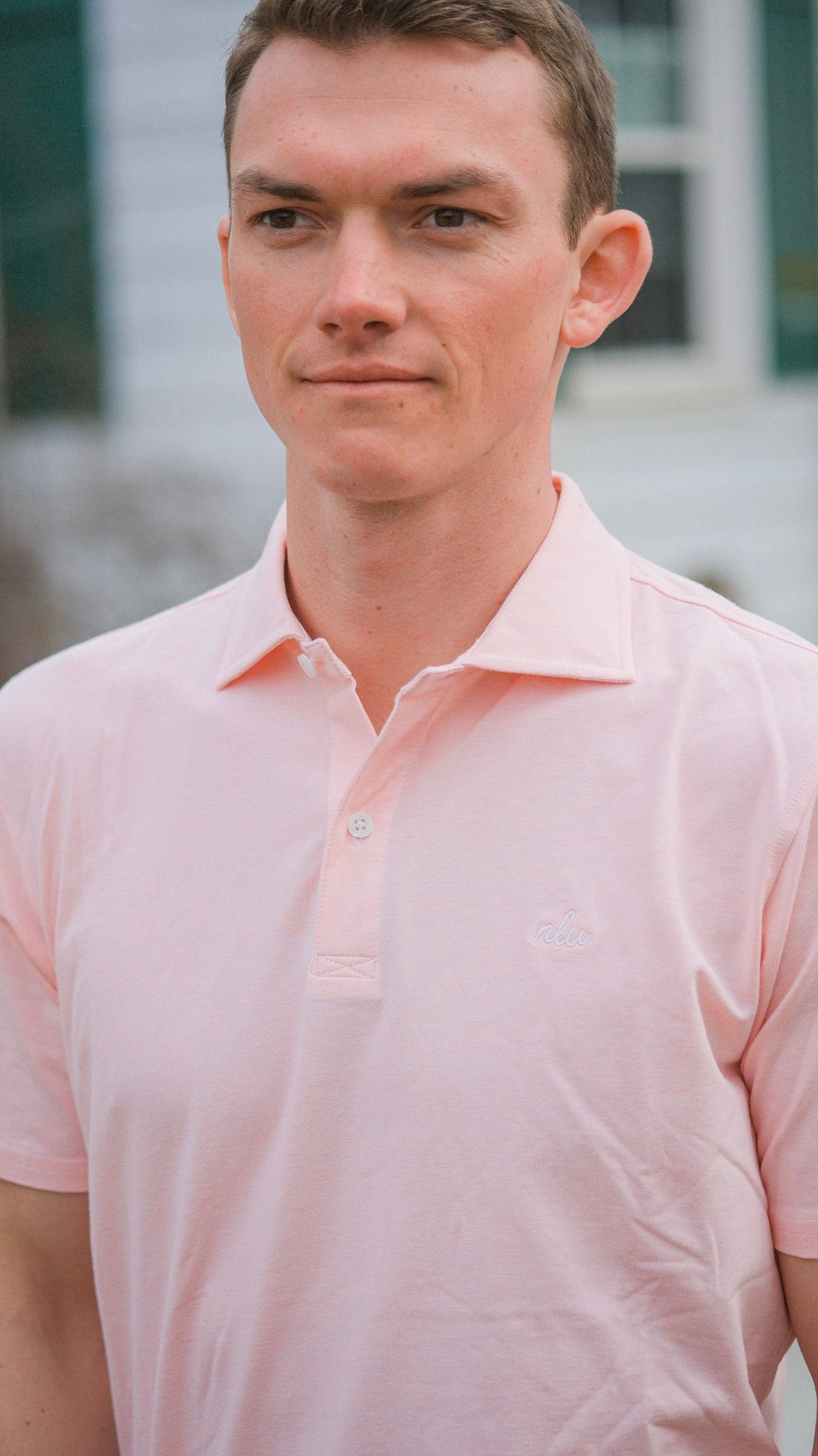 NLU x H&B Hatcher Cotton Polo | Nectarine & White