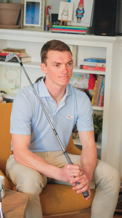 NLU x H&B Geiger Printed Pique Polo | Maidstone Blue