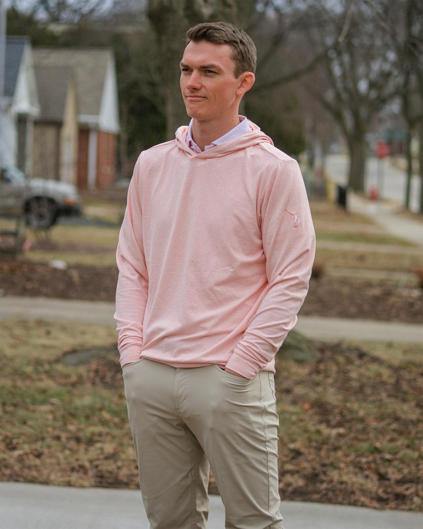 NLU x H&B Hamilton Hoodie | Heathered Nectarine & White