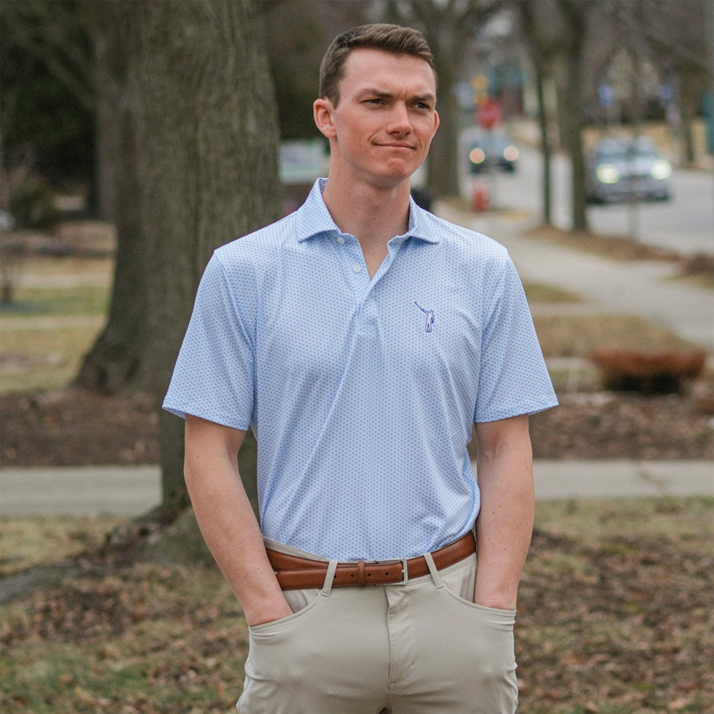 NLU x H&B Fulton Printed Polo | Harbor & Maidstone Blue