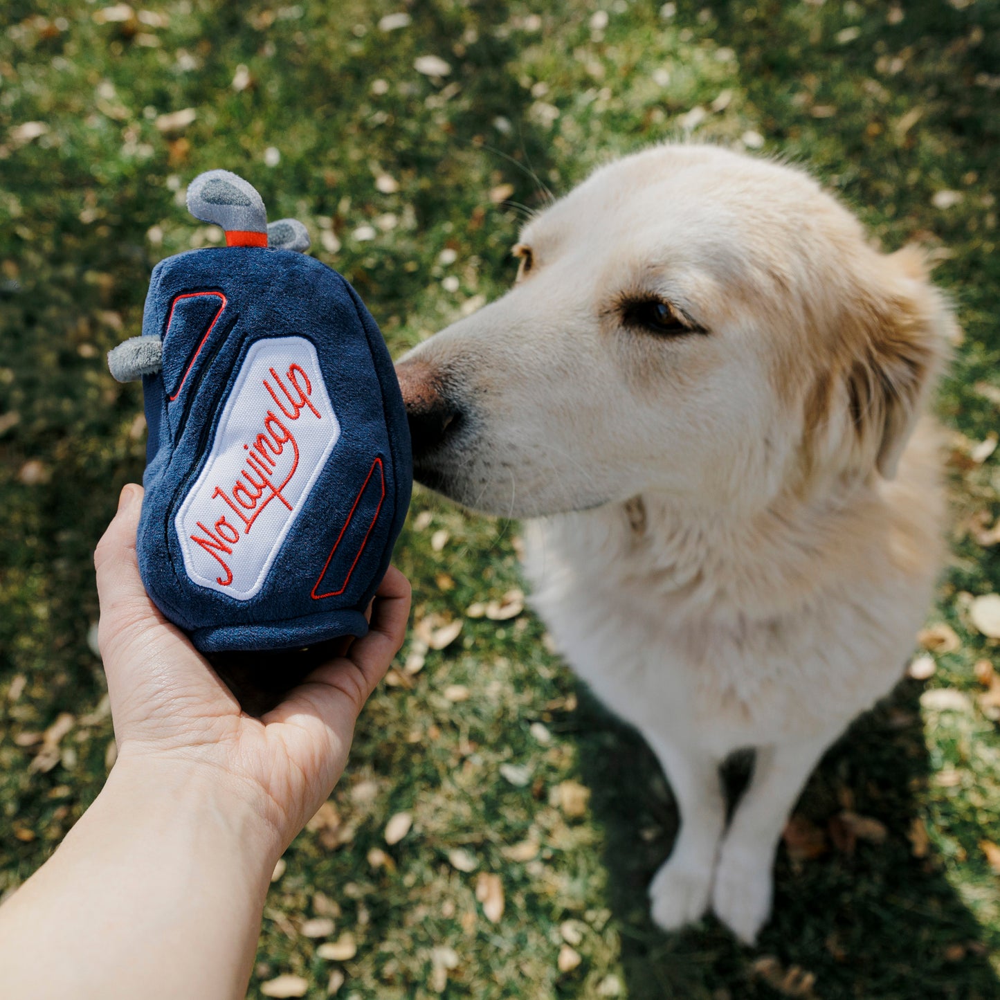 No Laying Up Plush Golf Bag Dog Toy | Navy