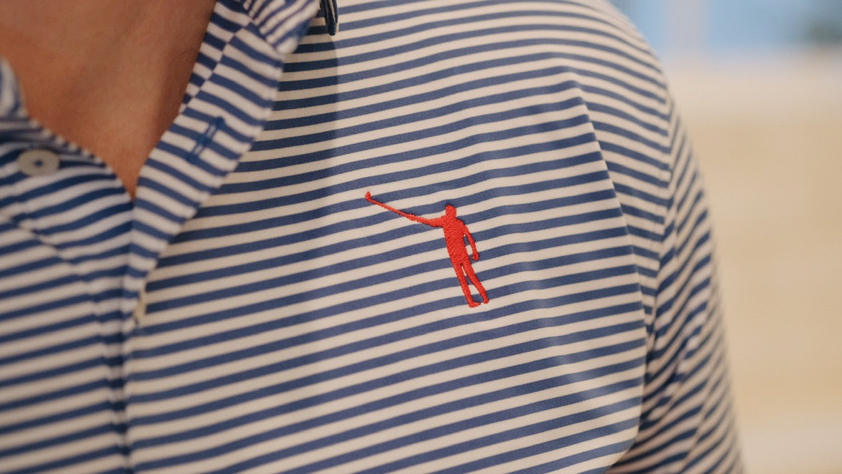 NLU x Rhoback The Birdie Performance Polo | Short Stop Blue & White