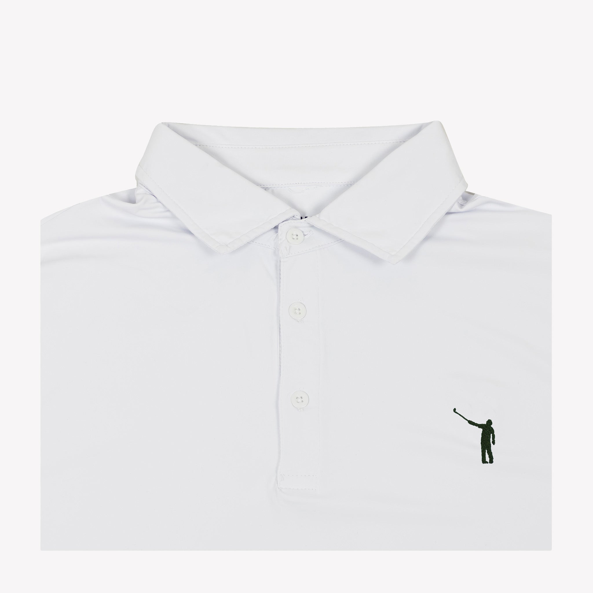 NLU Performance Polo | White w/ Dark Green – No Laying Up