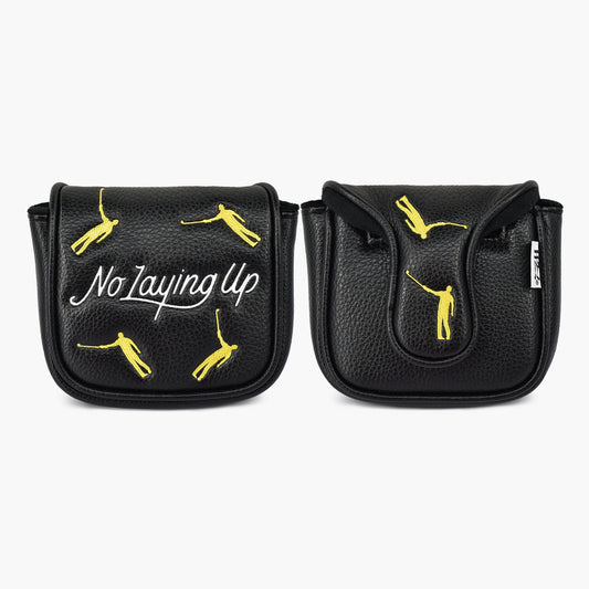 No Laying Up Mallet Putter Cover (round and square options) | Black w/ Yellow and White