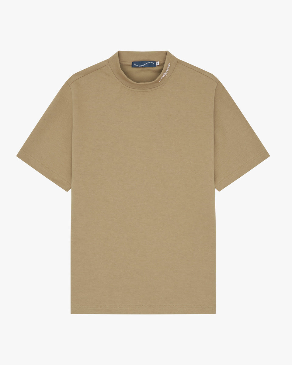 NLU x Angus & Grace Go Golfing Short Sleeve Mock Neck | Brown