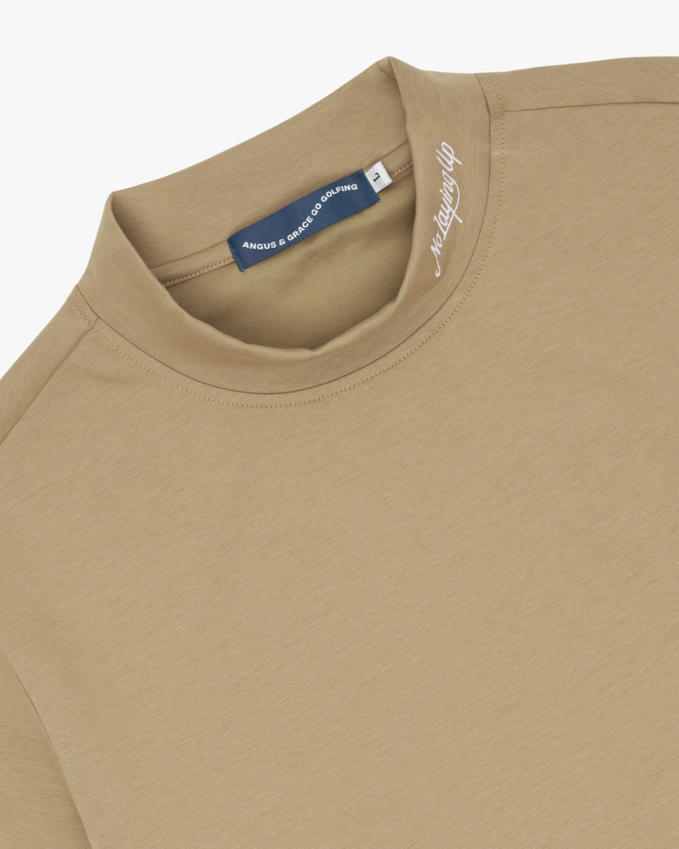 NLU x Angus & Grace Go Golfing Short Sleeve Mock Neck | Brown