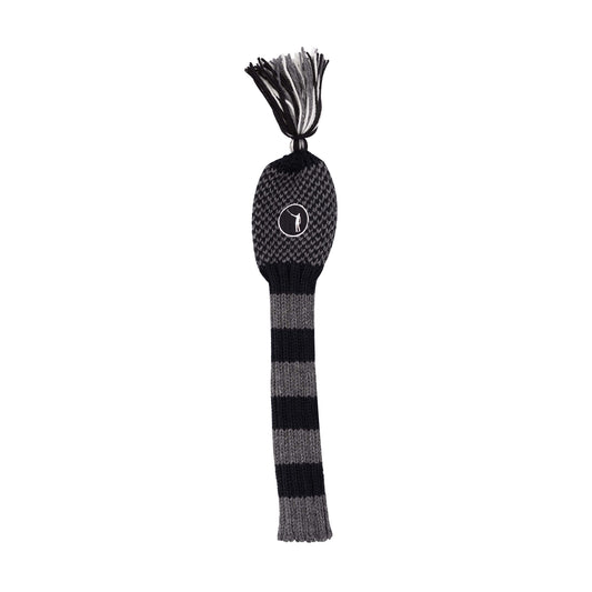 NLU x Fore Ewe Knit Driver Headcover with Tassel | Charcoal, Black, and White