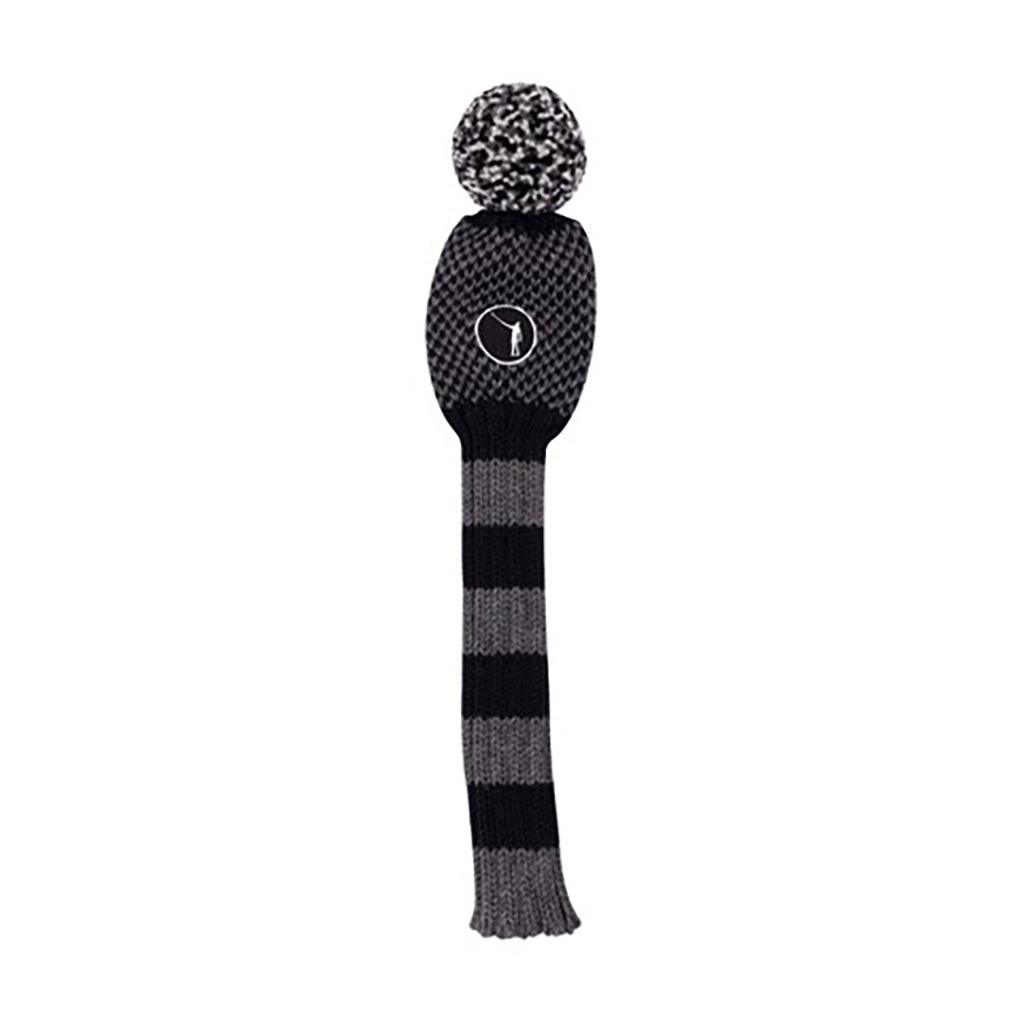 NLU x Fore Ewe Knit Driver Headcover with Pom Pom | Charcoal, Black, and White