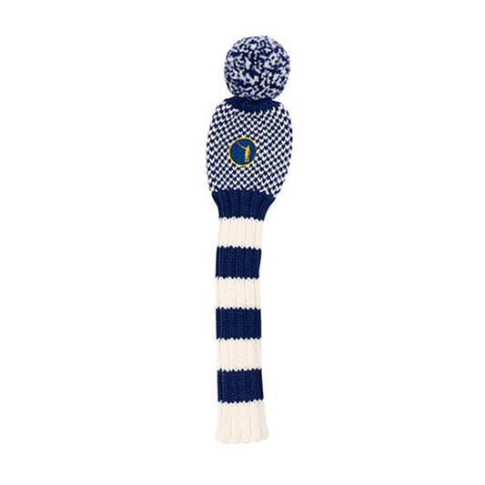 NLU x Fore Ewe Knit Driver Headcover with Pom Pom | Navy, White, and Yellow