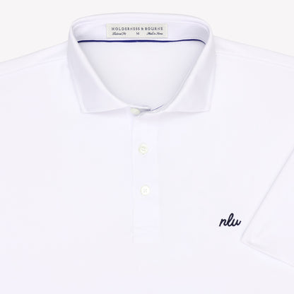 NLU x H&B Anderson Polo | White w/ Navy Script Initials
