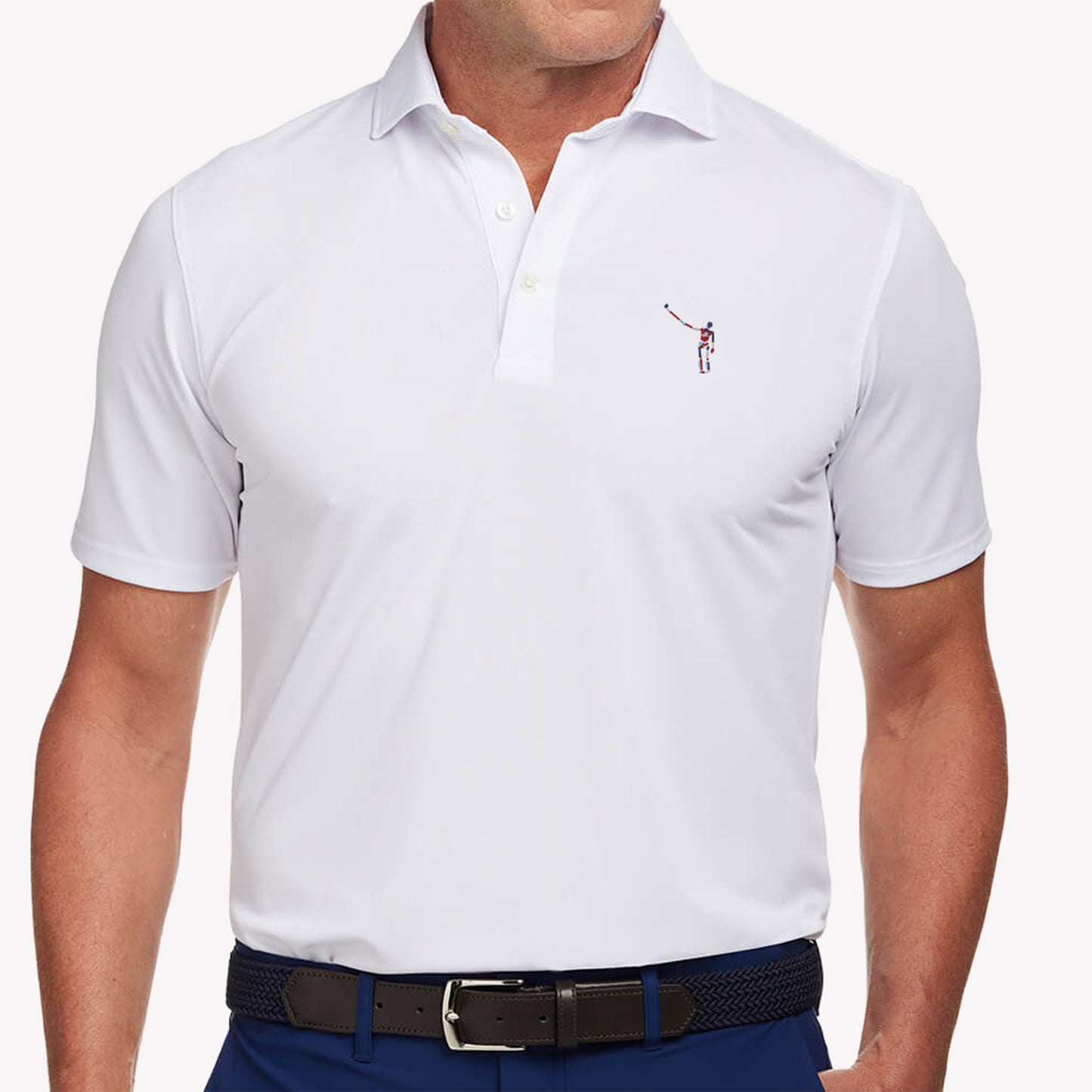 NLU x H&B Macdonald Polo | White w/ USA Wayward Skeleton