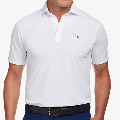 NLU x H&B Macdonald Polo | White w/ USA Wayward Skeleton