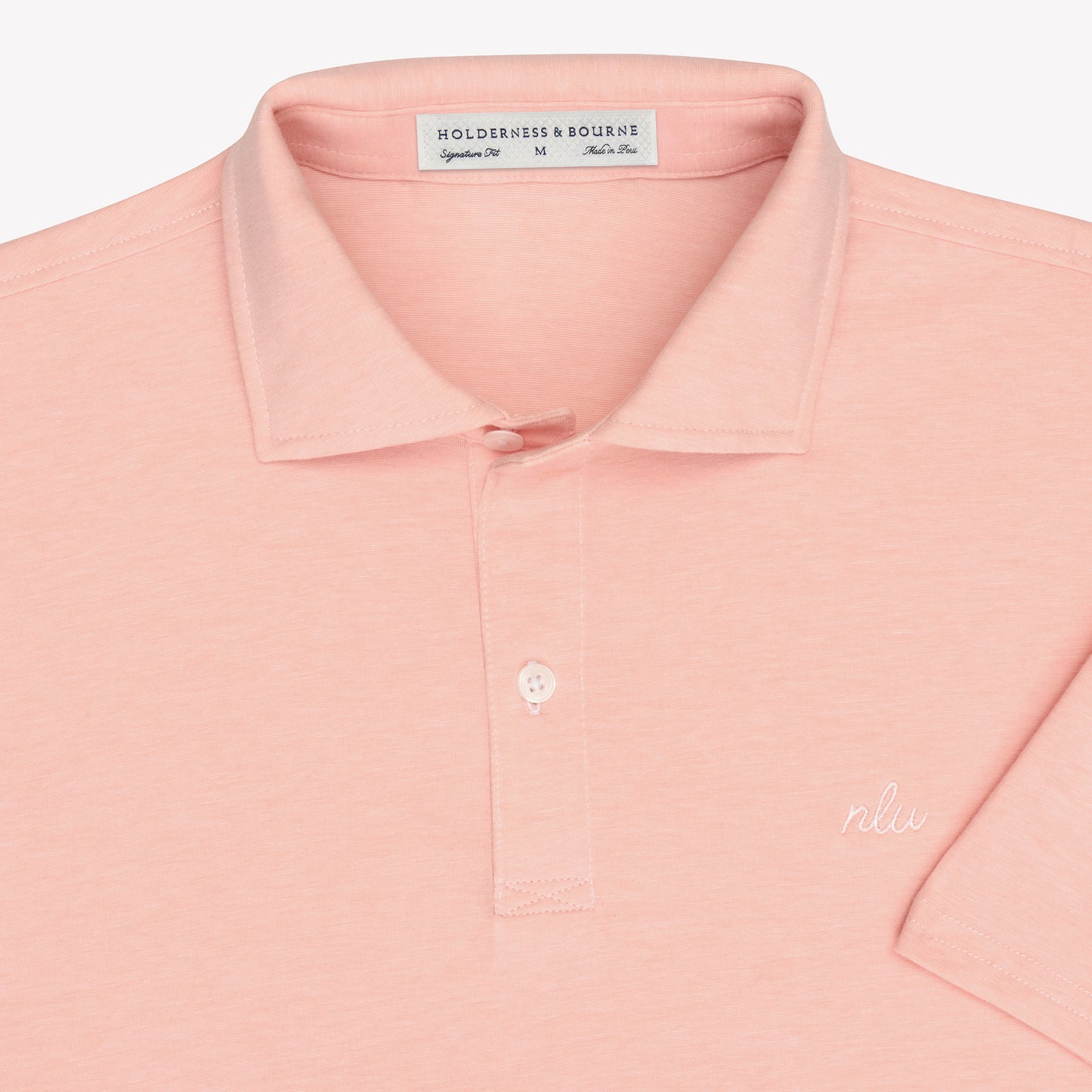 NLU x H&B Hatcher Cotton Polo | Nectarine & White