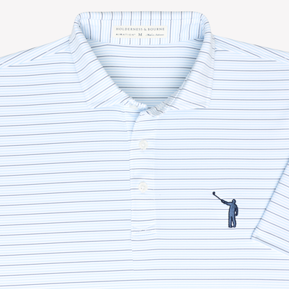 NLU x H&B Stanley AIRation Polo | White w/ Vista & Pacific Blue