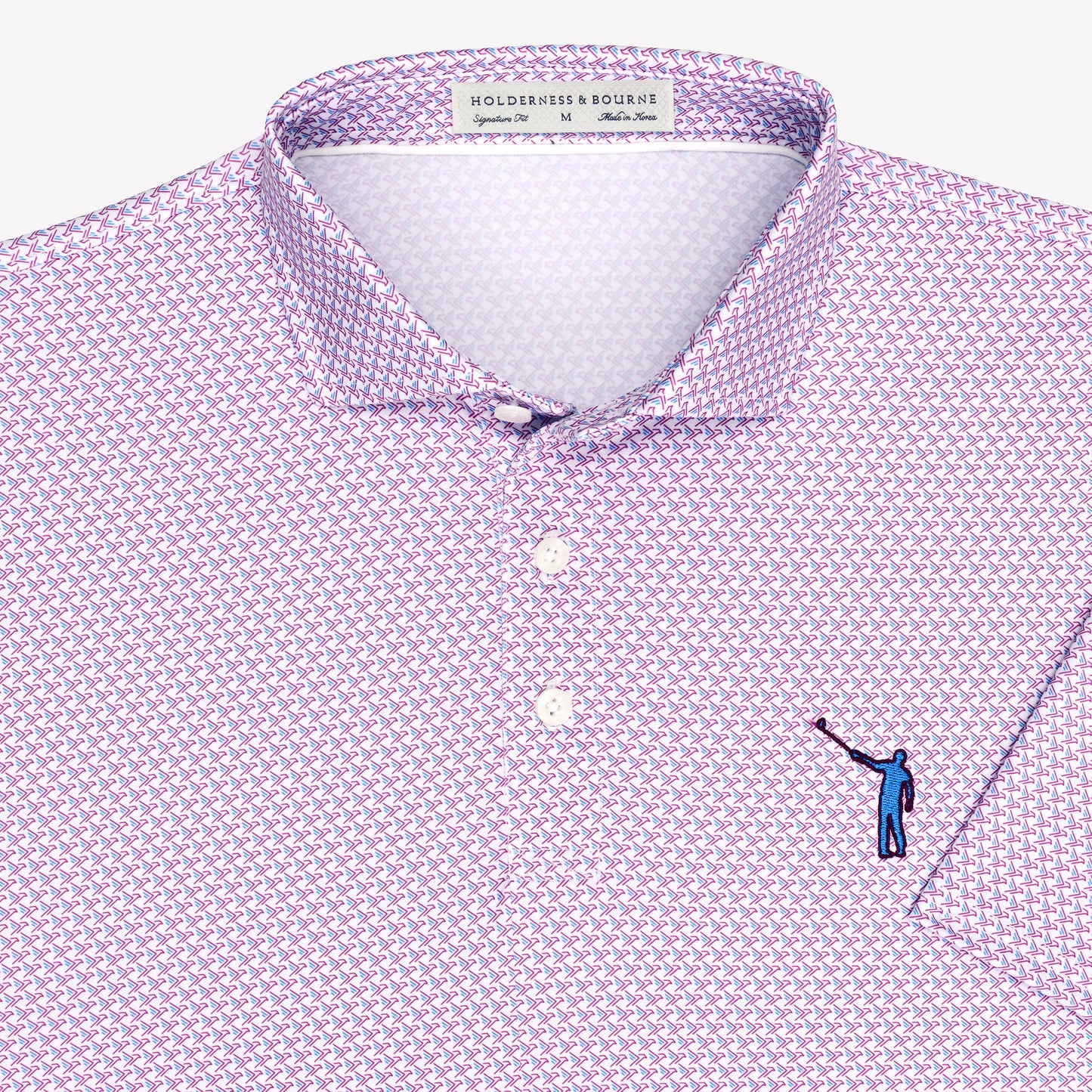 NLU x H&B Justice Printed Polo | Horizon Blue & Cabernet