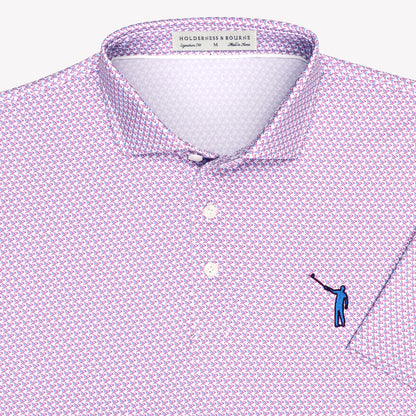 NLU x H&B Justice Printed Polo | Horizon Blue & Cabernet